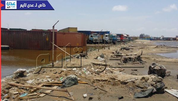 ميناء عدن: ارتفاع منسوب مياه البحر لم يؤثر على رصيف الحاويات