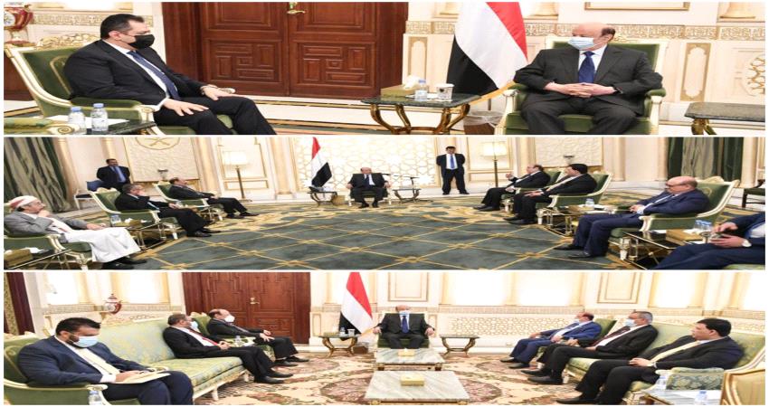 الرئيس هادي في صور مختلفة خلال ثلاث إجتماعات