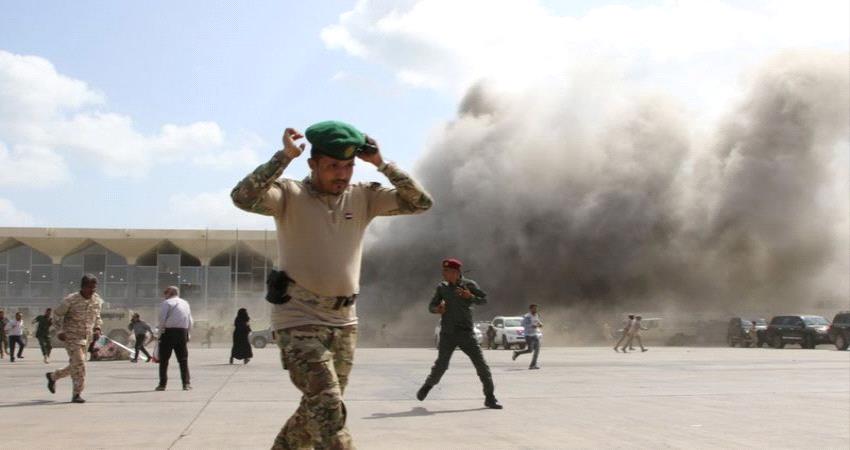 فيديو/ اخلاء الحكومة لحظة الهجوم على مطار عدن