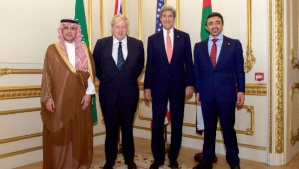 وزراء بريطانيا وامريكا والسعودية والامارات يصدرون بيانا في ختام اجتماعهم بلندن بخصوص اليمن