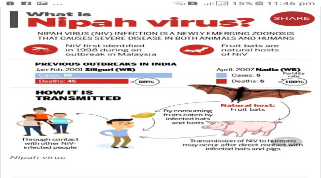 ظهور فيروس (Nipha) في ولاية كيرلا جنوب الهند وقنصليات عربية تحذر رعاياها