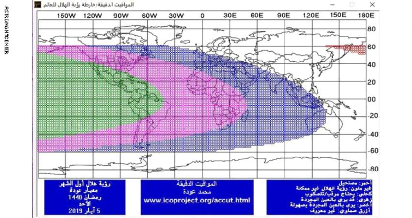 مركز الفلك الدولي يحدد موعد بداية شهر رمضان 2019