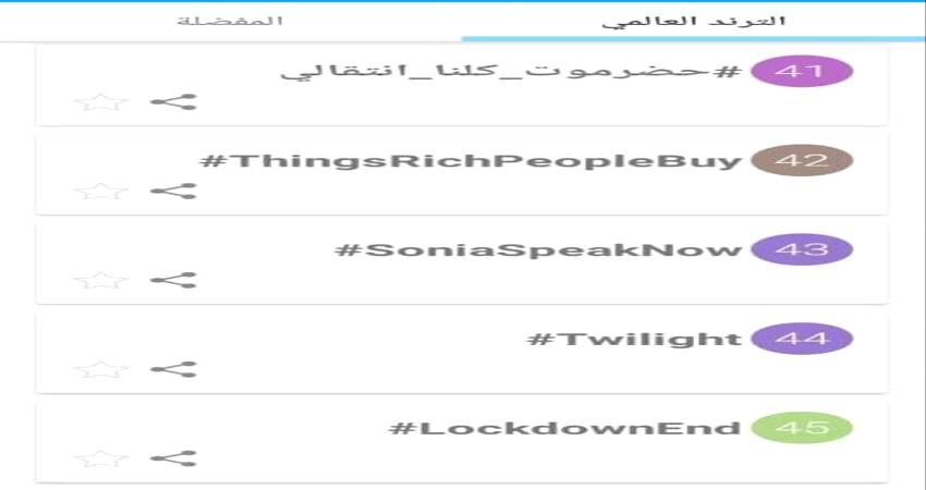 هاشتاج حضرمي جنوبي يصل الى الترند العالمي (صورة) 