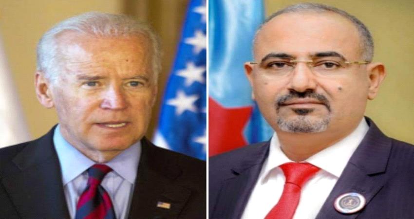 الزبيدي يهنئ بايدن ويتطلع لتعزيز العلاقة بين البلدين