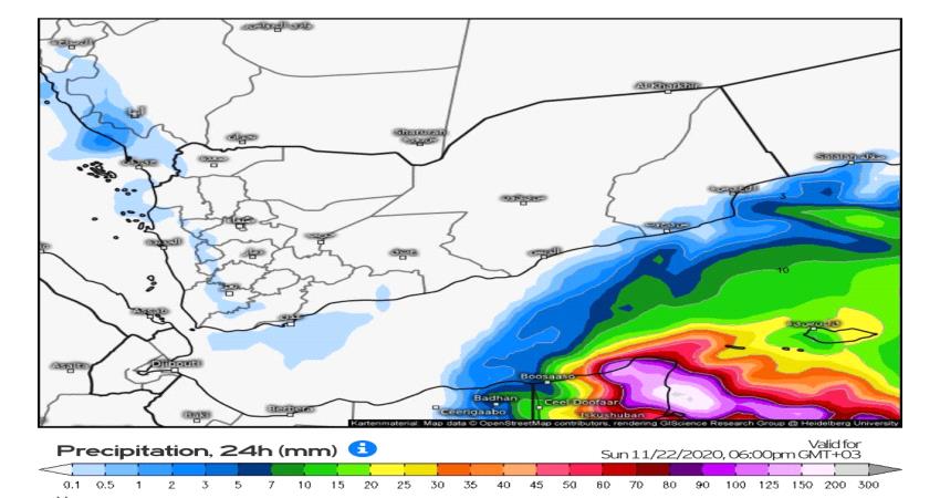 تحذيرات من امطار شديدة الغزارة ورياح عاتية سترافق الحالة المدارية جنوب سقطرى