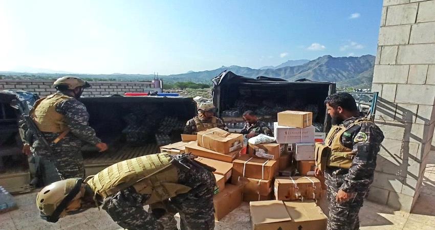 حماية المنشآت تدعم جبهات الضالع بقافلة مساعدات