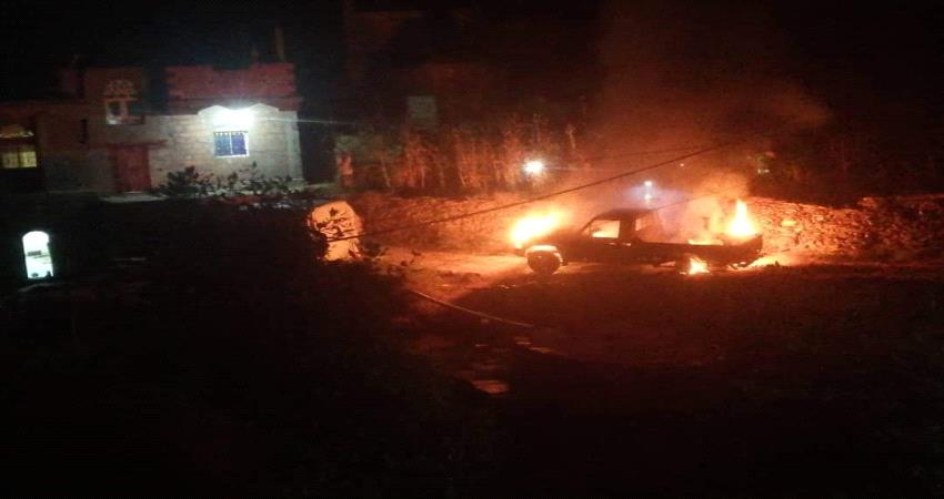 عاجل/ حقيقة إستهداف ابو همام واحتراق طقم تابع له في يافع