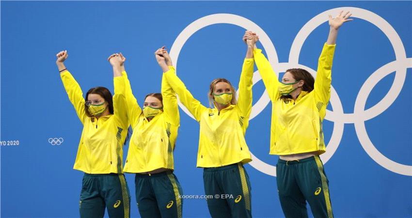 أستراليا تحطم الرقم الأولمبي في السباحة 4×100 متر تتابع للسيدات