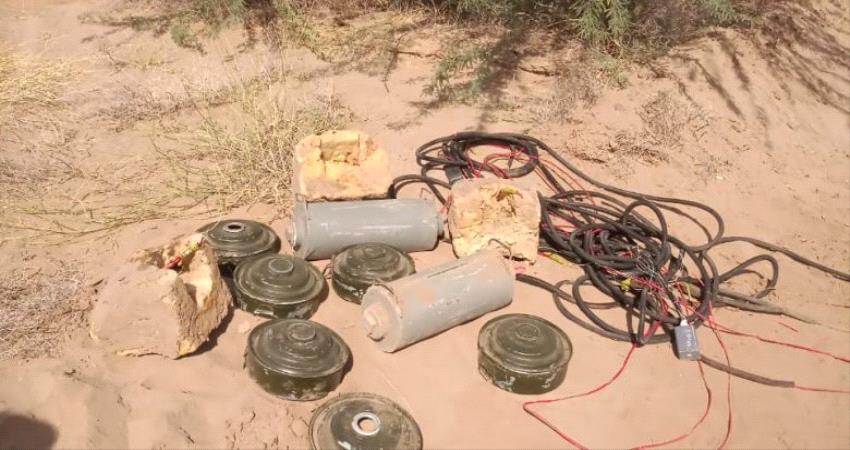 القوات المشتركة تفكك عشرات الألغام الحوثية في مزارع مديرية حيس