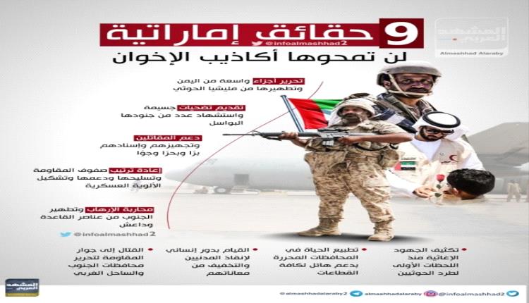 انفوجرافيك - 9حقائق إماراتية لن يمحوها كذب إخوان اليمن