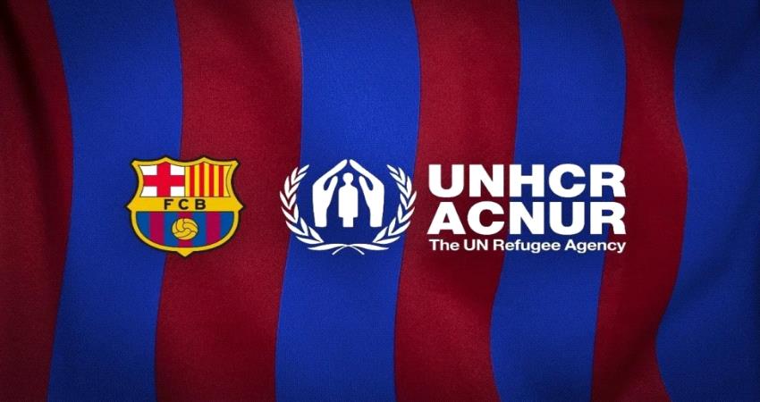 وضع شعار مفوضية اللاجئين على قميص برشلونة