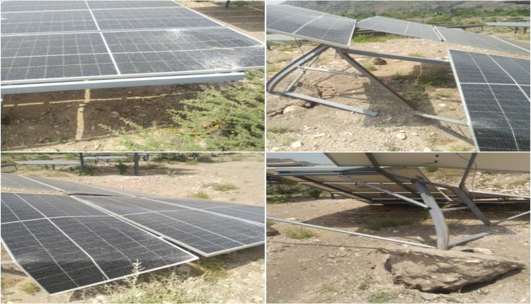 تحطم المنظومة الشمسية لمشروع مياه المسيمير بلحج والضمبري يحمل المقاول المسؤولية
