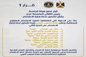 هام ..قرار عضو هيئة الرئاسة رئيس انتقالي العاصمة عدن
بشأن تشكيل لجنة إدارة الاعتصام