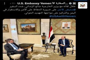 شددت على ضرورة التركيز لمواجهة الحوثي.. أمريكا توجه صفعة قوية لرشاد العليمي والزنداني