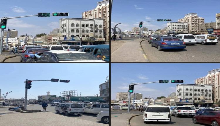 شرطة السير تشغل الإشارات المرورية في أكثر الجولات ازدحاماً بعدن