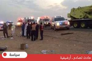 مصرع 45 معتمرا في حادث تصادم مروع بين حافلتهم وشاحنة صهريج نفط