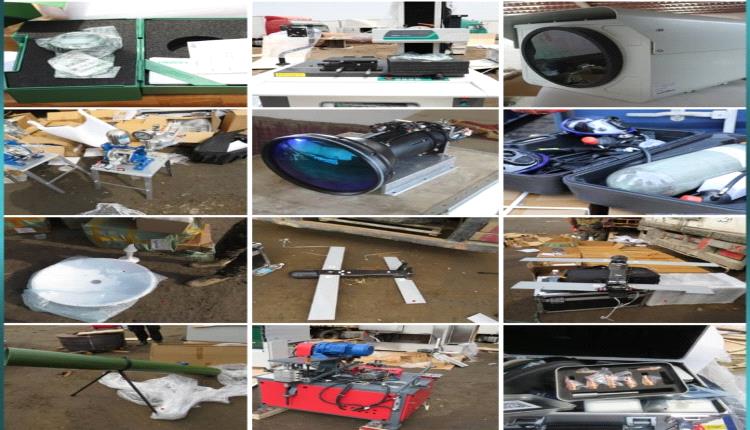 صور وتفاصيل جديدة عن شحنة الطائرات المسيرة والمعدات العسكرية والتجسسية الحوثية المضبوطه بميناء عدن