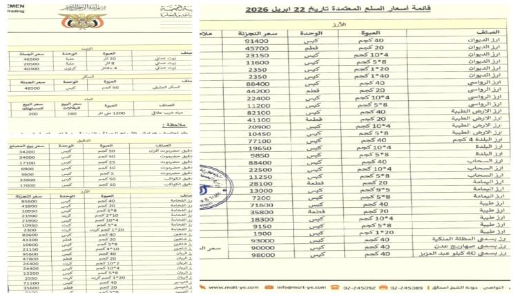 عدن.. توجيهات بتكثيف الرقابة اعتمادا على قوائم سعرية محدثة أصدرتها وزارة الصناعة والتجارة