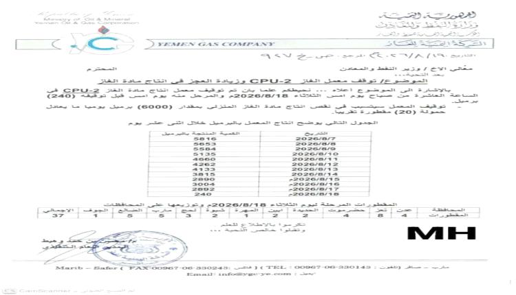 كذبة الصيانة تتبخر: عطل مفاجئ بمعمل الغاز في مأرب يهدد بأزمة تموين خانقة