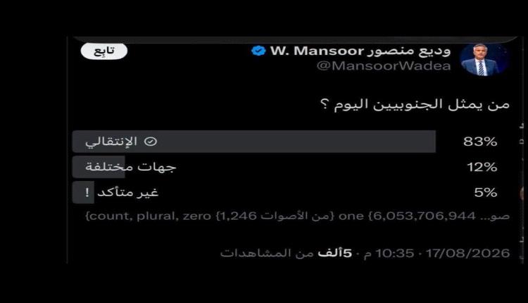حذف إستبيانات لصالح المجلس الانتقالي الجنوبي 
