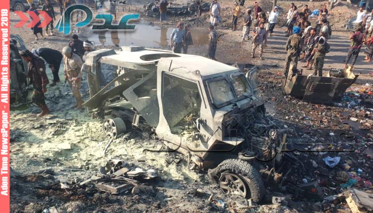 عاجل .. تفجير يستهدف موكب القيادي حمدي شكري بمنطقة جعولة شمال عدن..صور 