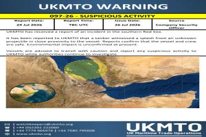 حادثة بحرية جديدة جنوب البحر الأحمر.. و"UKMTO" تدعو للحذر