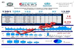 كارثة صحية في عدن.. ارتفاع وفيات حمى الضنك إلى 12 حالة و1,391 إصابة مؤكدة
