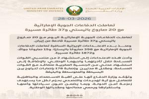 الإمارات تتصدى لـ 20 صاروخاً باليستياً و37 طائرة مسيرة إيرانية