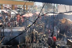 صور وفيديوهات تظهر حجم الحريق الهائل بسوق الفيوش بعد اخماده