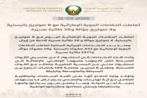 الإمارات تتصدى لـ 8 صواريخ باليستية و36 طائرة مسيرة