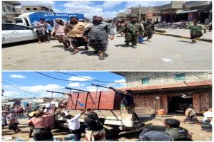 لحج..حملة لإزالة ورفع  العشوائيات بالسوق المركزي في طورالباحة