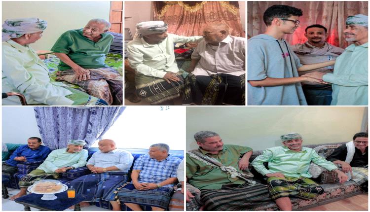 عضو الرئاسي الصبيحي يعايد القادة وأسر الشهداء في بيوتهم
