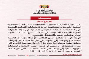 الحكومة اليمنية تحدد موقفها من الاعتداءات الإيرانية على الإمارات (بيان)